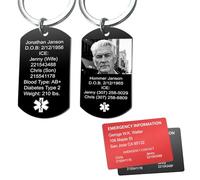 Qina C. Personalized Medical Emergency Alert Med Identification Id Engraved Custom Dog Tag Military Pendant Keychain for for Men Women Grandad Allergy (Black Tag: Photo + Text Engraving)