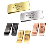 Qina C. Personalized Money Clip for Men with Initials Engravable Gift for Husband, Dad, Grandpa Wallet Clip Credit Card Holder for Him