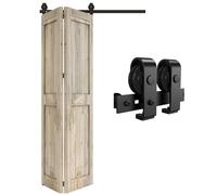 QINAIXQM 4FT/122CM Sliding Door Track Folding Door Hardware Kit Closet Rail Roller 2 Doors Accessory fits Maximum Single Door Leaf Width: 59CM, Excluding Door Panels