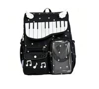 Qinayig Piano Daypack with Window and Angel Wings, black, Small, Casual