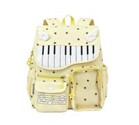 Qinayig Piano Daypack with Window and Angel Wings, yellow, Small, Casual