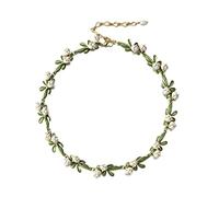 QINC Elegant Bell Orchids Choker Necklaces for Women White Flowers Green Enamel Plant Pearl Necklace Wedding Jewelry Gift