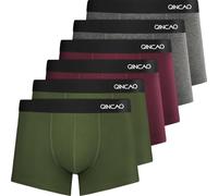 QINCAO Boxer Shorts Mens 6 Pack, No Itchy Labels, Cotton Underwear Retro Trunks, Underwear Gift Set