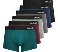 QINCAO Boxer Shorts Mens 6 Pack, No Itchy Labels, Cotton Underwear Retro Trunks, Underwear Gift Set