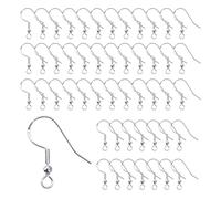 QINCAWIN 50 Pcs Sterling Silver Fish Hook Earring Wires - Hypoallergenic, Modern Style, Earring Making Supplies, Jewellery Findings