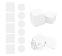 QINCAWIN 60 Pieces Self Adhesive Double Sided Tape Waterproof Sticky Pads Heavy Duty Set, Double Sided Sticky Pads for Car Home Office Accessories White Round(30mm),Square(40mm x 40mm)