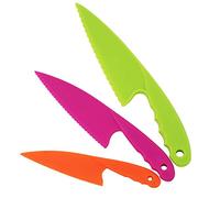 QincLing 3 Pieces Plastic Kid Kitchen Knife Set, Nylon Chef Knife Children's Safe Cooking Knives for Baking, Fruit, Bread, Cake, Lettuce Knife, Salad Knife