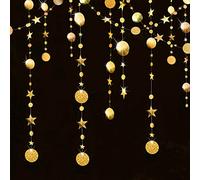 QincLing 78.7 Feet Metallic Gold Twinkle Little Star Party Garlands Kit Star and Circle Dot Garland Party Decoration Matt Gross Big Paper Circle Garland Bunting Banner Decorations