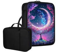 Qindaiwen Bible Cover for Women Kids, Bible Carrying Case Church Bag Bible Protective with Zippered Back Pocket, Gift for Adults Lady Women Men, Trees Surround The Moon