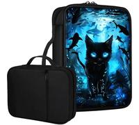 Qindaiwen Bible Cover for Women Kids, Bible Carrying Case Church Bag Bible Protective with Zippered Back Pocket, Gift for Adults Lady Women Men, Cat Blue Eyes