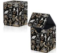 Qindaiwen Card Deck Box for Trading Cards, MTG Deck Box Fits 100+ Single Sleeved Cards, PU Leather Strong Magnet Card Deck Case Holder for Magic Commander TCG CCG, Various Icons