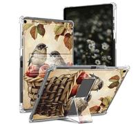 Qindaiwen Case Compatible with iPad 10.2 Inch 2021/2020 iPad 9th/8th Generation & 2019 iPad 7th Generation, Slim Soft Transparent TPU Cover Case with Kickstand, Birds in Basket