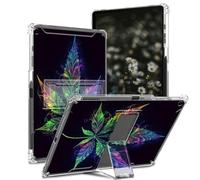 Qindaiwen Case Compatible with iPad 10.2 Inch 2021/2020 iPad 9th/8th Generation & 2019 iPad 7th Generation, Slim Soft Transparent TPU Cover Case with Kickstand, Colorful Cannabis Leaf