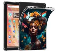 Qindaiwen Case for All-New Amazon Fire HD 10 and 10 Plus Tablet (11th Generation, 2021 Release) 10.1", Soft Flexible Transparent TPU Silicone Shockproof Bumper Back Cover, African Woman