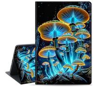 Qindaiwen Case for iPad 10.2 Inch 2021/2020 iPad 9th/8th Generation & 2019 iPad 7th Generation, Slim PU Leather Folio Stand Cover for iPad 10.2'' with Auto Wake/Sleep, Luminous Mushroom