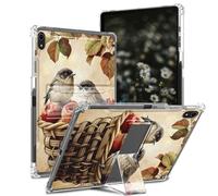 Qindaiwen Case for iPad 10th Generation 10.9 inch 2022/2023, Slim Stand Protective Cover with Soft TPU Translucent Back Shell Cover for iPad 10th Gen 2022, Birds in Basket