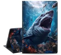 Qindaiwen Case for iPad Air 11 Inch M2 2024 Release, iPad Air 5th / 4th Generation 10.9 Inch Case (2022/2020), Slim PU Leather Folio Stand Cover with Auto Wake/Sleep, Shark