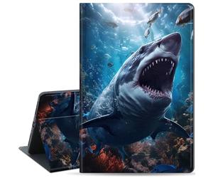 Qindaiwen Case for iPad Air 11 Inch M2 2024 Release, iPad Air 5th / 4th Generation 10.9 Inch Case (2022/2020), Slim PU Leather Folio Stand Cover with Auto Wake/Sleep, Shark