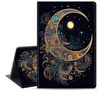 Qindaiwen Case for iPad Air 5th Generation Case 2022 / iPad Air 4th Generation Case 2020 10.9 Inch, Multiple Angle, PU Leather Slim Folio Stand Smart Cover with Auto Wake/Sleep, Moon and Star