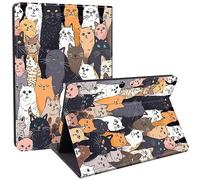 Qindaiwen Designed for 13 Inch Microsoft Surface Pro 8 (2021 Release), Lightweight Protective, Multiple Angle, PU Leather Slim Folio Stand Smart Cover with Auto Wake/Sleep, Cat
