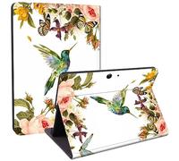 Qindaiwen Designed for 13 Inch Microsoft Surface Pro 8 (2021 Release), Lightweight Protective, Multiple Angle, PU Leather Slim Folio Stand Smart Cover with Auto Wake/Sleep, Hummingbird Butterfly