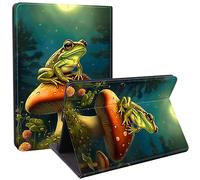 Qindaiwen Designed for 13 Inch Microsoft Surface Pro X Case, Lightweight Protective, Multiple Angle, PU Leather Slim Folio Stand Smart Cover with Auto Wake/Sleep, Frog Mushroom
