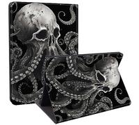 Qindaiwen Designed for 13 Inch Microsoft Surface Pro X Case, Lightweight Protective, Multiple Angle, PU Leather Slim Folio Stand Smart Cover with Auto Wake/Sleep, Skeleton Octopus