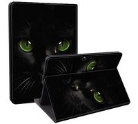 Qindaiwen Designed for 13 Inch Microsoft Surface Pro X Case, Lightweight Protective, Multiple Angle, PU Leather Slim Folio Stand Smart Cover with Auto Wake/Sleep, Black Cat