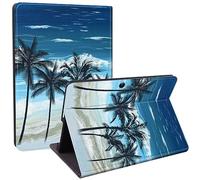 Qindaiwen Designed for Microsoft Surface Pro 11/10/9 Case, Lightweight Protective, Multiple Angle, PU Leather Slim Folio Stand Smart Cover with Auto Wake/Sleep, Coconut Tree