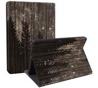 Qindaiwen Designed for Microsoft Surface Pro 11/10/9 Case, Lightweight Protective, Multiple Angle, PU Leather Slim Folio Stand Smart Cover with Auto Wake/Sleep, Woodgrain Starry Sky