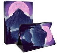 Qindaiwen Designed for Microsoft Surface Pro 11/10/9 Case, Lightweight Protective, Multiple Angle, PU Leather Slim Folio Stand Smart Cover with Auto Wake/Sleep, Quiet Mountain Forest