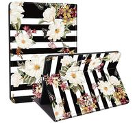 Qindaiwen Designed for Microsoft Surface Pro 11/10/9 Case, Lightweight Protective, Multiple Angle, PU Leather Slim Folio Stand Smart Cover with Auto Wake/Sleep, Flower
