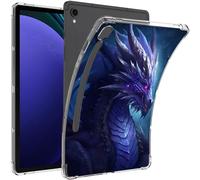 Qindaiwen Designed for Samsung Galaxy Tab S9 11" Case, Anti-Yellowing Transparent Soft Flexible TPU Silicone Shockproof Bumper Back Cover for Galaxy Tab S9 SM-X710 / X716, Purple Dragon