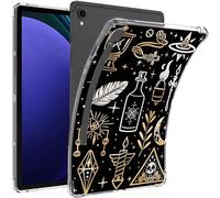 Qindaiwen Designed for Samsung Galaxy Tab S9 11" Case, Anti-Yellowing Transparent Soft Flexible TPU Silicone Shockproof Bumper Back Cover for Galaxy Tab S9 SM-X710 / X716, Various Icons