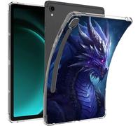 Qindaiwen Designed for Samsung Galaxy Tab S9 FE 5G Case 2023, Anti-Yellowing Transparent Soft TPU Silicone Shockproof Bumper Back Cover for Galaxy Tab S9 FE 10.9'', Purple Dragon