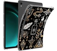 Qindaiwen Designed for Samsung Galaxy Tab S9 FE 5G Case 2023, Anti-Yellowing Transparent Soft TPU Silicone Shockproof Bumper Back Cover for Galaxy Tab S9 FE 10.9'', Various Icons