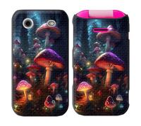 Qindaiwen for HMD Barbie Case with Tempered Glass Screen Protector, Heavy-Duty Dual-Layer Protection, Shockproof TPU + Hard PC Hybrid Cover for HMD Barbie 2024, Mushroom