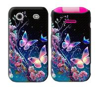 Qindaiwen for HMD Barbie Case with Tempered Glass Screen Protector, Heavy-Duty Dual-Layer Protection, Shockproof TPU + Hard PC Hybrid Cover for HMD Barbie 2024, Colorful Butterfly