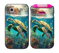 Qindaiwen for HMD Barbie Case with Tempered Glass Screen Protector, Heavy-Duty Dual-Layer Protection, Shockproof TPU + Hard PC Hybrid Cover for HMD Barbie 2024, Sea Turtle