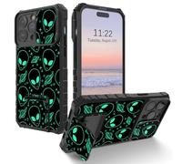 Qindaiwen for iPhone 16 Pro Case with Slide Camera Cover+Kickstand, [Military Drop Protection], Full Protective Hard Back and Soft Edge Phone Case for iPhone 16 Pro 6.3", Alien