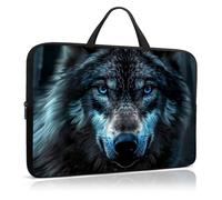 Qindaiwen Laptop Sleeve Case 13-14 Inch, Shockproof Protective Cover, Durable Water-Resistant Bag Compatible for MacBook, HP, Lenovo, Dell, ASUS, Wolf's Gaze Design