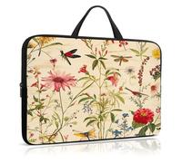Qindaiwen Laptop Sleeve Case 13-14 Inch, Shockproof Protective Cover, Durable Water-Resistant Bag Compatible for MacBook, HP, Lenovo, Dell, ASUS, Dragonflies Wildflower Design