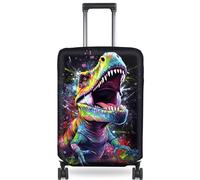 Qindaiwen Luggage Cover Elastic Washable Suitcase Cover Protector Anti-scratch Travel Luggage cover Fits 22-24 Inch Luggage, Eagle, Colorful Dinosaur, L (for 26-28 inch Luggage)