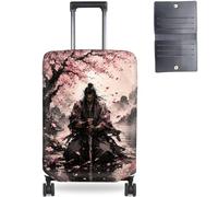 Qindaiwen Luggage Cover Protector for 26-28 Inch Suitcases, TSA Approved Elastic Travel Suitcase Cover, Anti-Scratch Washable Luggage Sleeve for Checked Bags, Dark Warrior Meditation, S (Fits 18-21 in