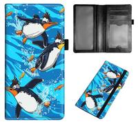 Qindaiwen PU Leather Checkbook Covers for Women, Check book holder for personal checks, checkbook wallet with RFID Blocking, Gift for Men Women, Horse, Penguins Flying