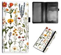 Qindaiwen PU Leather Checkbook Covers for Women, Check book holder for personal checks, checkbook wallet with RFID Blocking, Gift for Men Women, Horse, Various Wildflowers