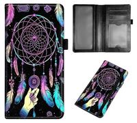 Qindaiwen PU Leather Checkbook Covers for Women, Check book holder for personal checks, checkbook wallet with RFID Blocking, Gift for Men Women, Horse, Dreamcatcher