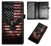 Qindaiwen PU Leather Checkbook Covers for Women, Check book holder for personal checks, checkbook wallet with RFID Blocking, Gift for Men Women, Horse, Usa Flag Eagle