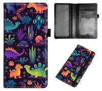 Qindaiwen PU Leather Checkbook Covers for Women, Check book holder for personal checks, checkbook wallet with RFID Blocking, Gift for Men Women, Horse, Cute Dinosaur, Modern
