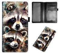 Qindaiwen PU Leather Checkbook Covers for Women, Check book holder for personal checks, checkbook wallet with RFID Blocking, Gift for Men Women, Horse, Raccoon 02, Classic